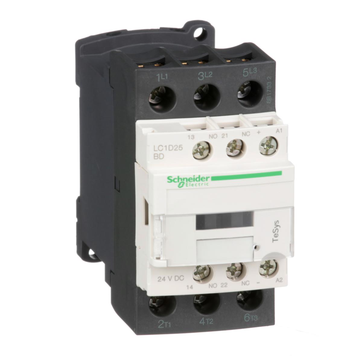 Kontaktorer Schneider LC1D 25A 3pol - Kontaktor 25A 3P 24VDC Lc1D25Bd
