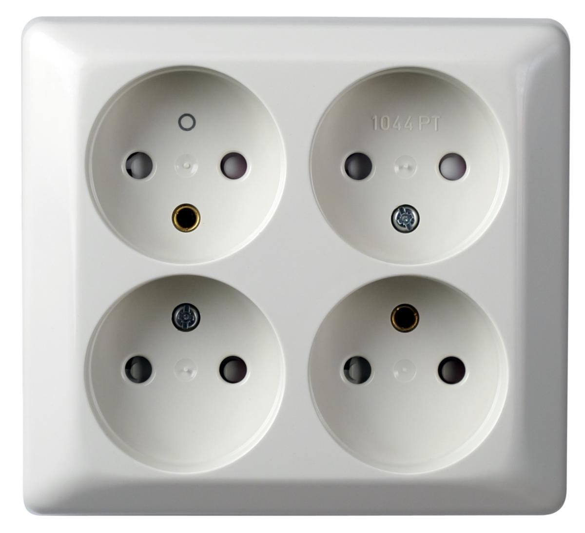 Stikkontakt Elko 4-veis stikk u/jord påvegg - Stikk.1044PT 4veis u/j PH