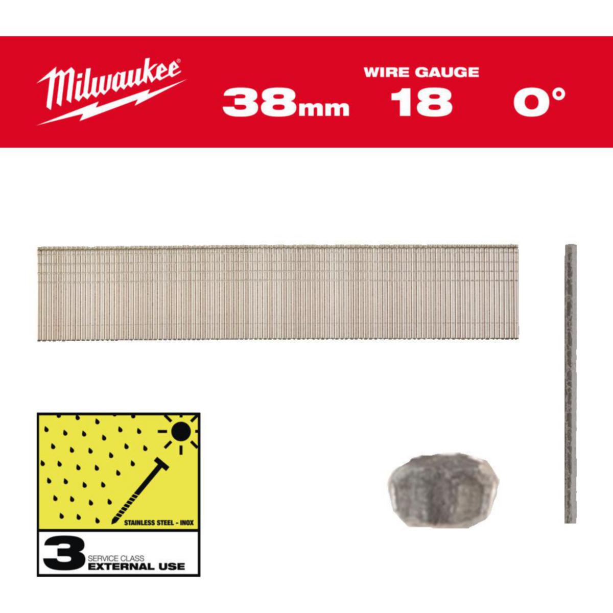 Dykkert Milwaukee RF 18G Rett samlet stripe - Dykkert RF 18G/38mm/SC3 Milwaukee 5000pk