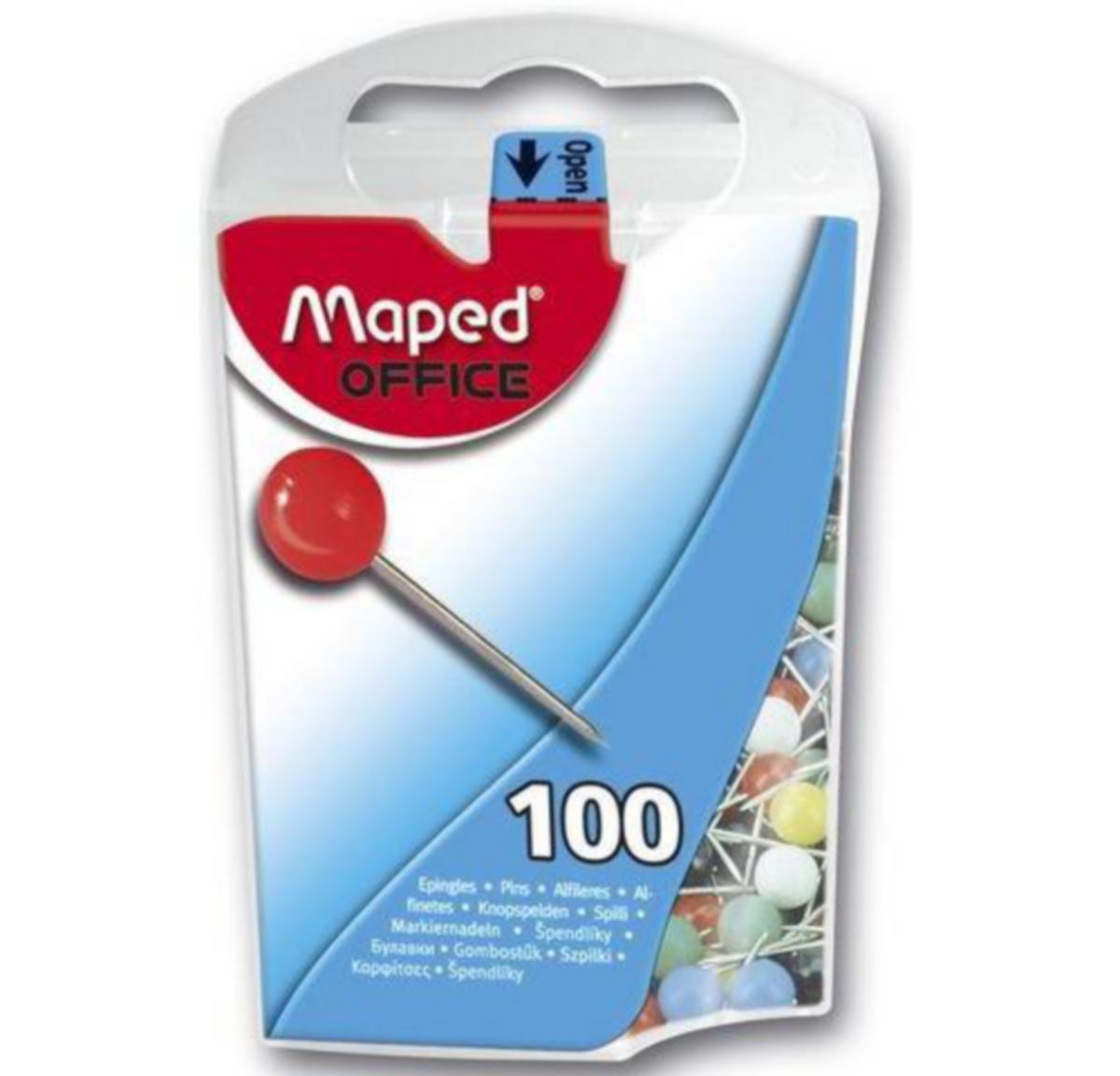 Kartnål assorterte farger Maped - Kartnål assorterte farger Maped 2mm 100 stk