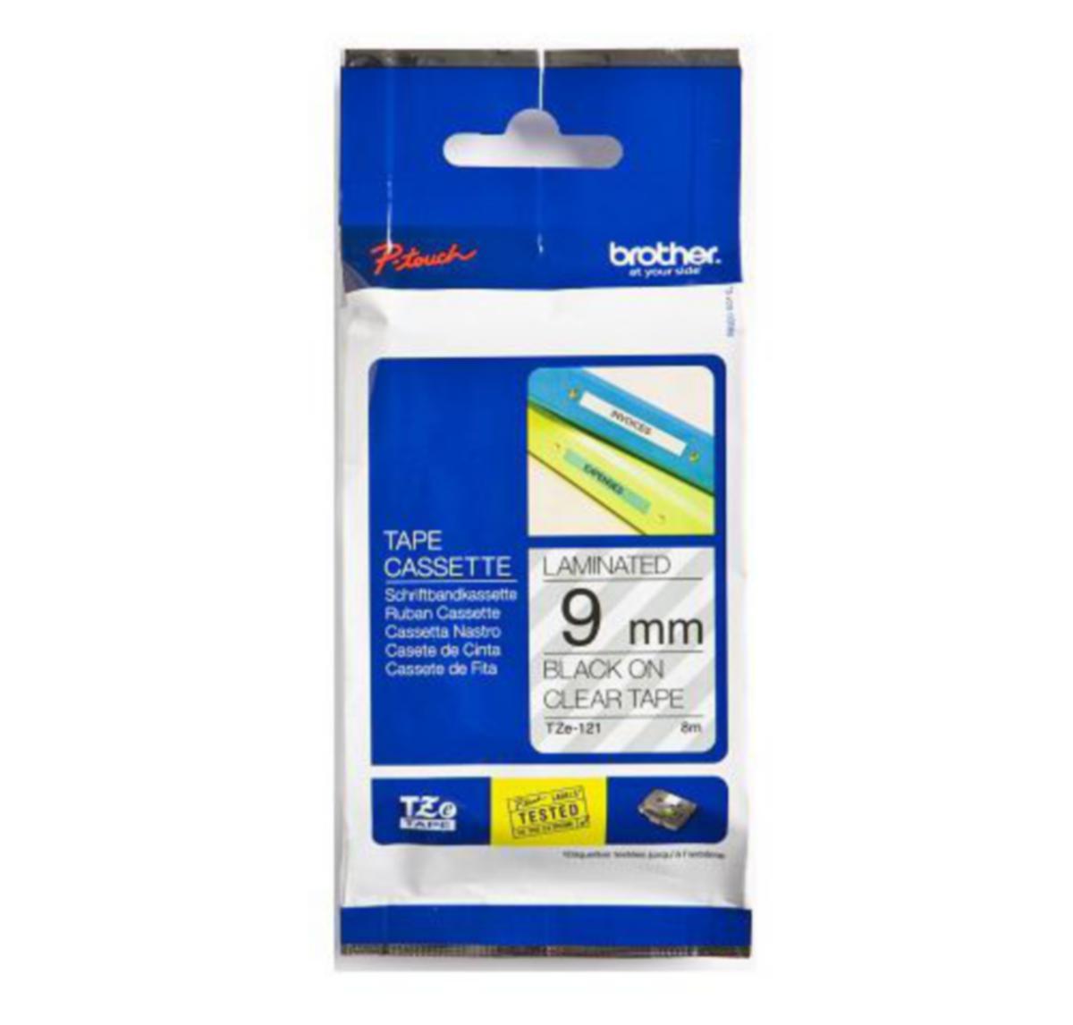 Merketape brother® - Merketape TZE121 Brother 9mmx8m Svart/Klar
