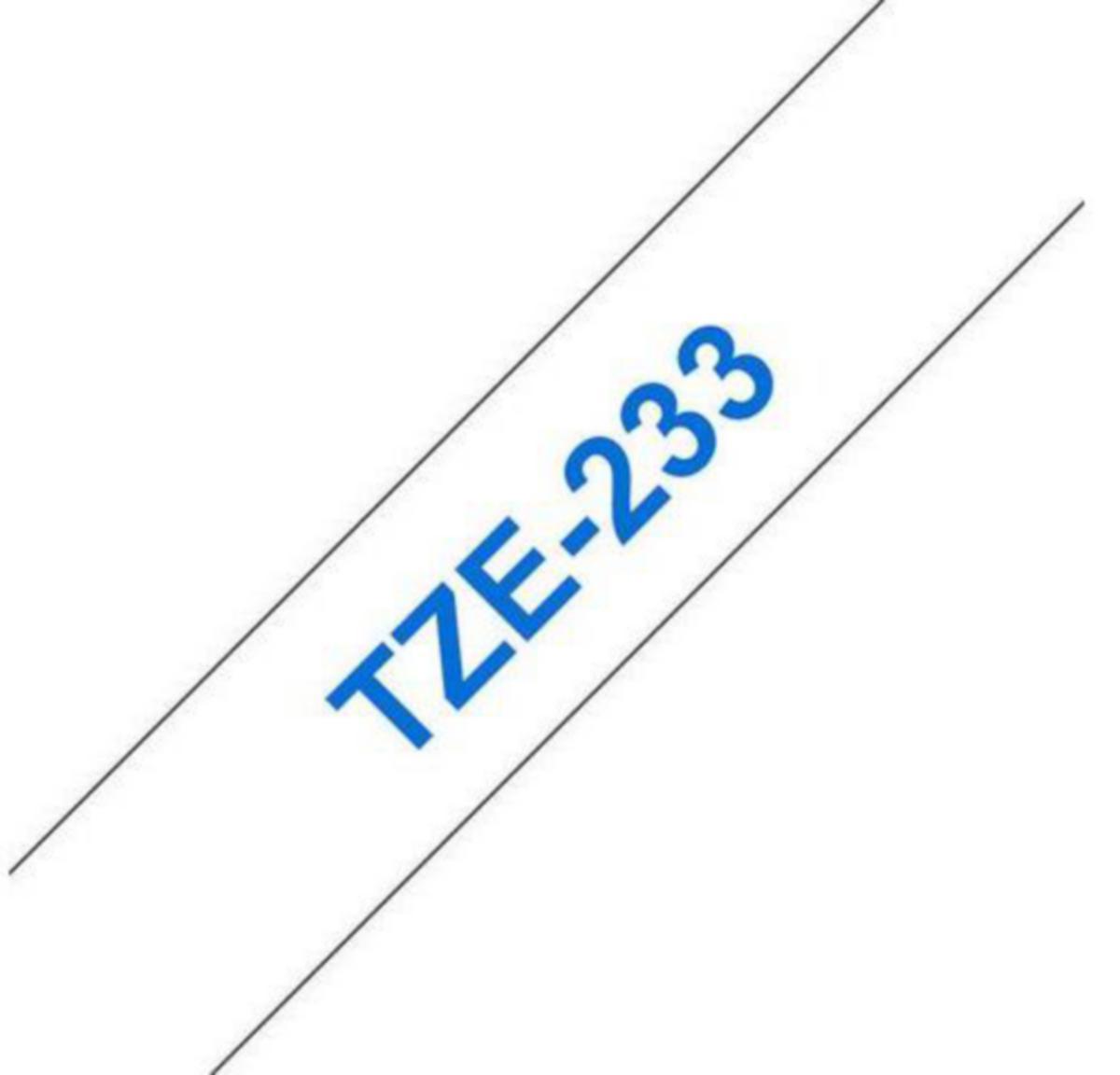 Merketape brother® - Merketape TZE233 Brother 12mmx8m Blå/Hvit