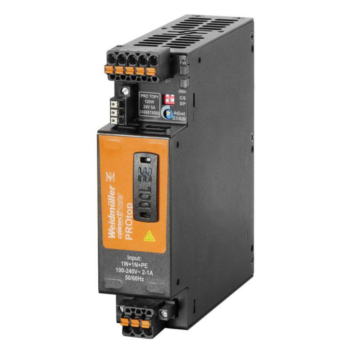 Strømforsyning Weidmüller Pro Top1 - PRO TOP1 120W 24V 5A Power supply, 120 W, 5 A @ 60