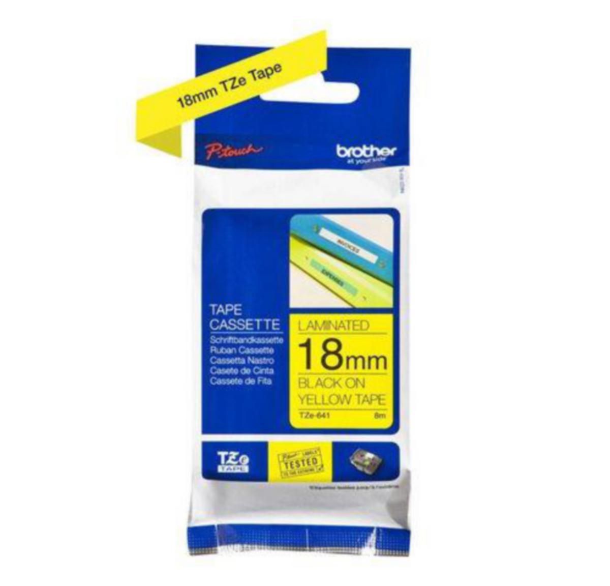 Merketape brother® - Merketape TZE641 Brother 18mmx8m Svart/Gul