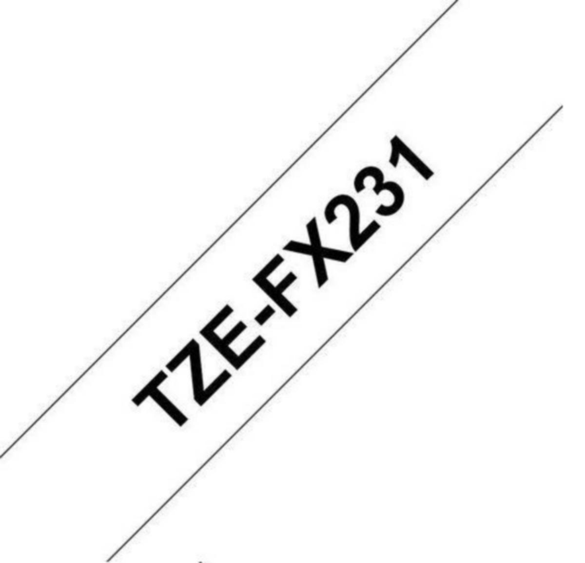 Merketape brother® - Merketape TZE-FX231 Brother 12mmx8m Svart/Hvit