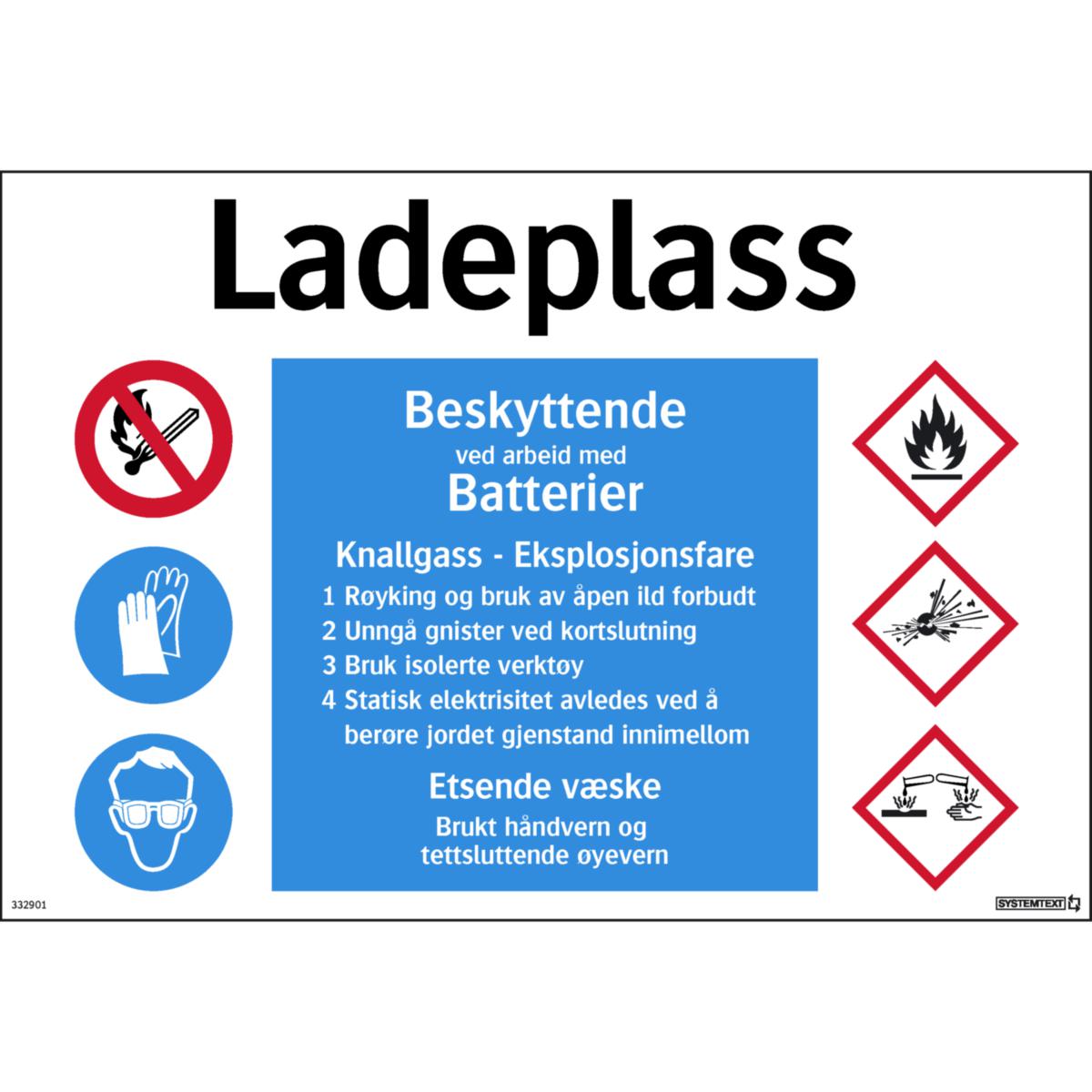 Skilt Systemtext "Ladeplass" - Skilt Ladeplass Systemtext 400x275mm HP