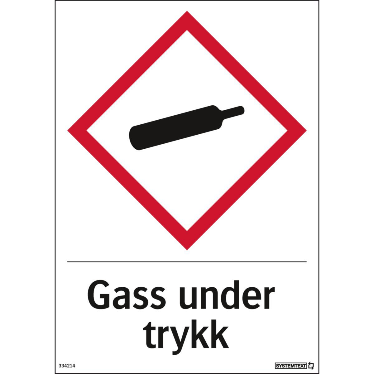 Skilt Systemtext "Gass under trykk" - Skilt Gass under trykk Systemtext 210x297mm HP