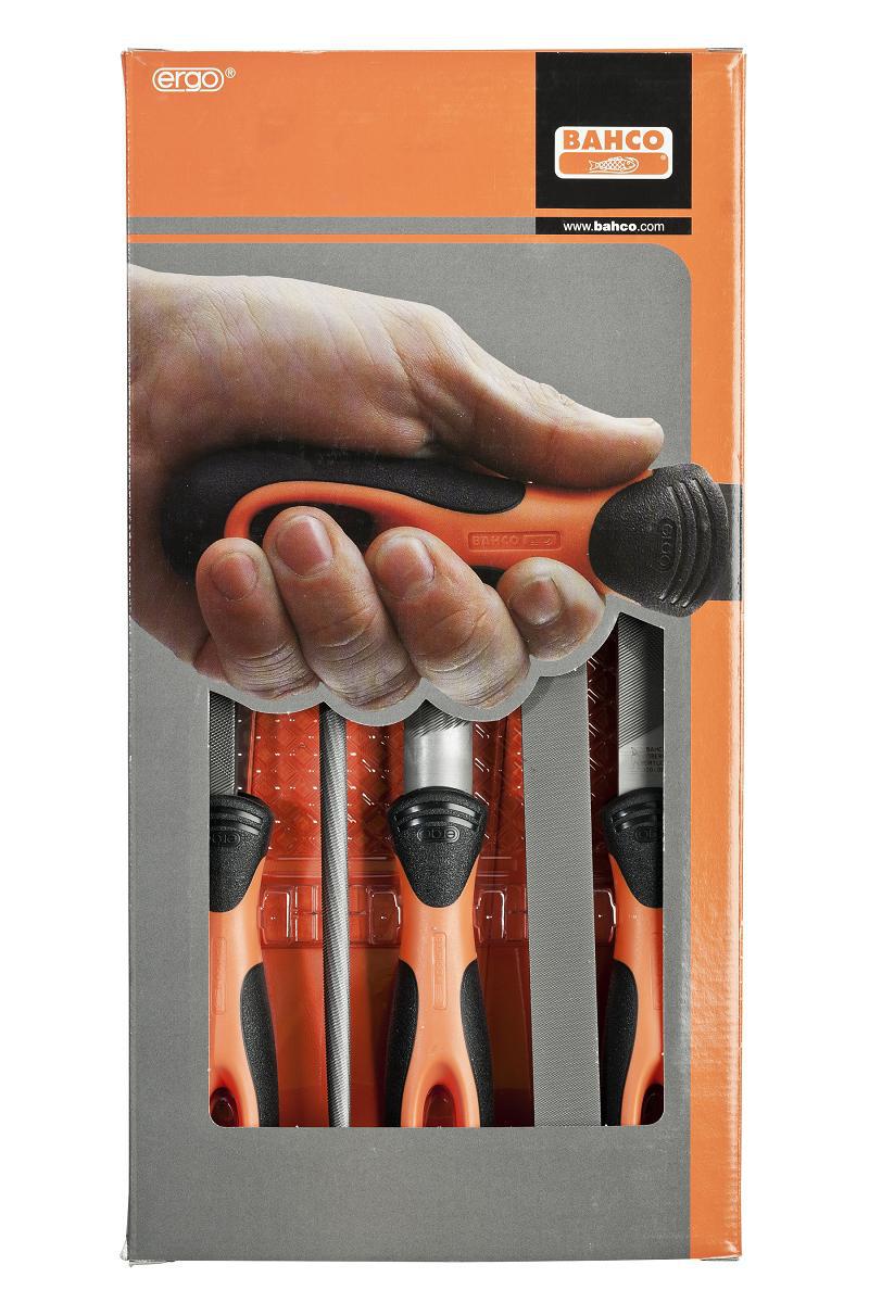 Filsett Bahco 1-478 5 deler - Filsett 1-478 Ergo Bahco 200mm grov/med. 5 deler