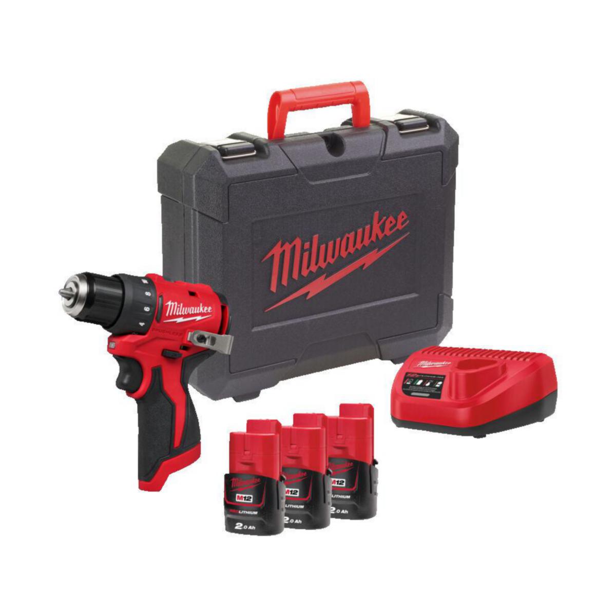 Bor/Skrutrekker Milwaukee M12 BLDDRC203C - Bor/skrutrekker M12 BLDDRC203C Milwaukee 12V 3x2.0Ah