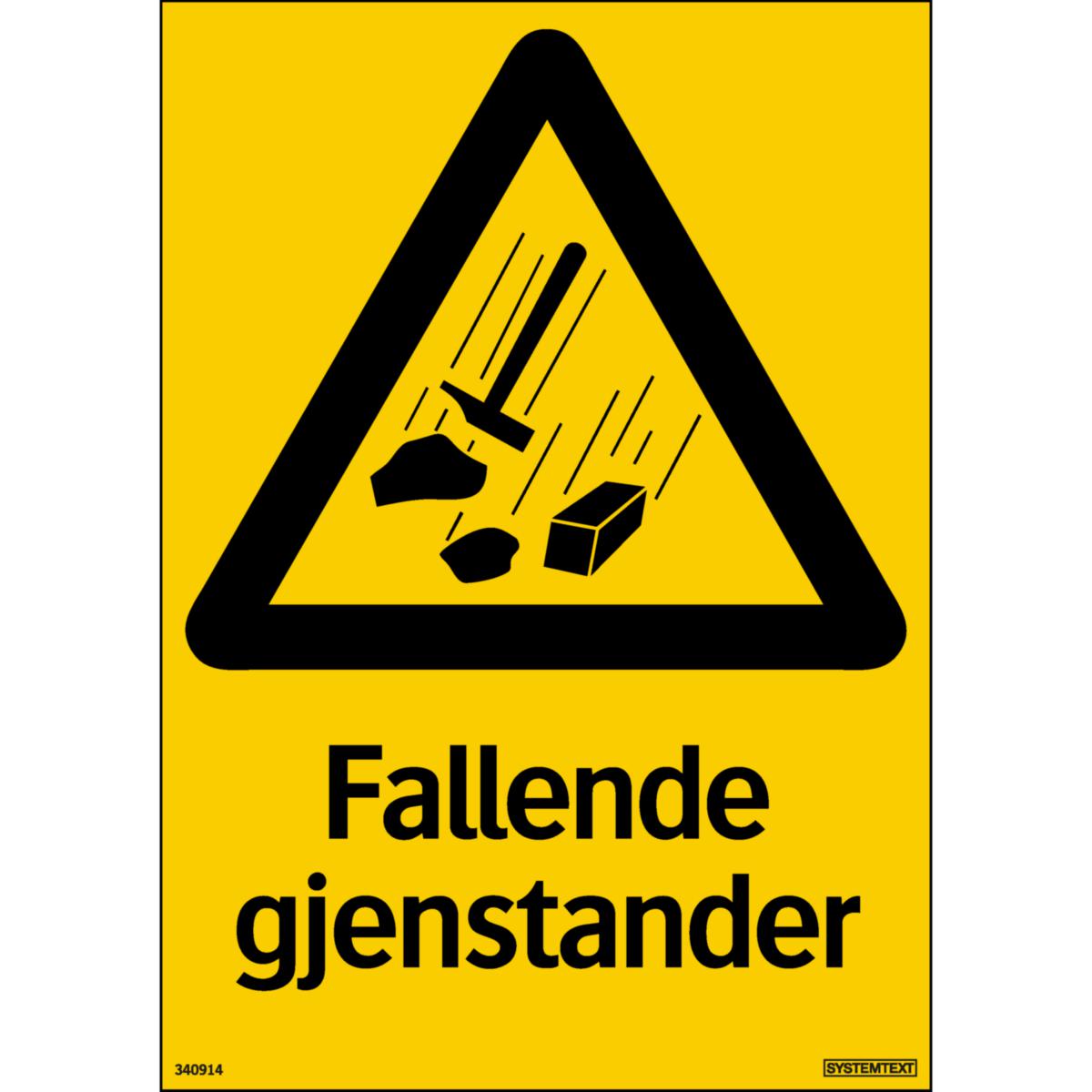 Skilt Systemtext "Fallende gjenstander" - Skilt Fallende gjenstander Systemtext 210x297 mm Plast