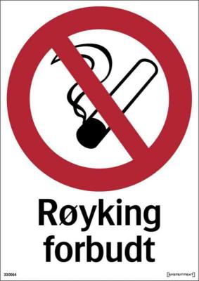 Skilt Røyking forbudt Systemtext 210x297mm HP