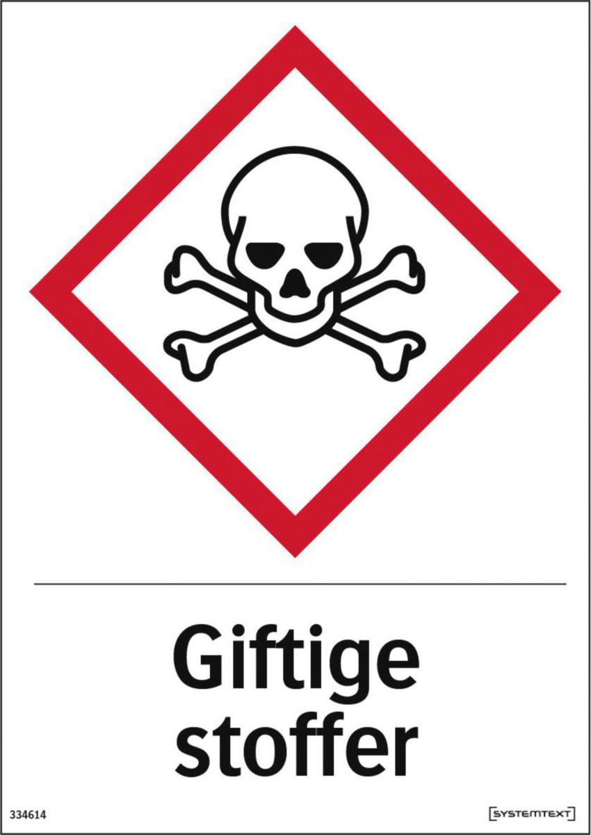 Skilt Systemtext "Giftige stoffer" - Skilt Giftige stoffer(Gass) Systemtext 210x297mm HP