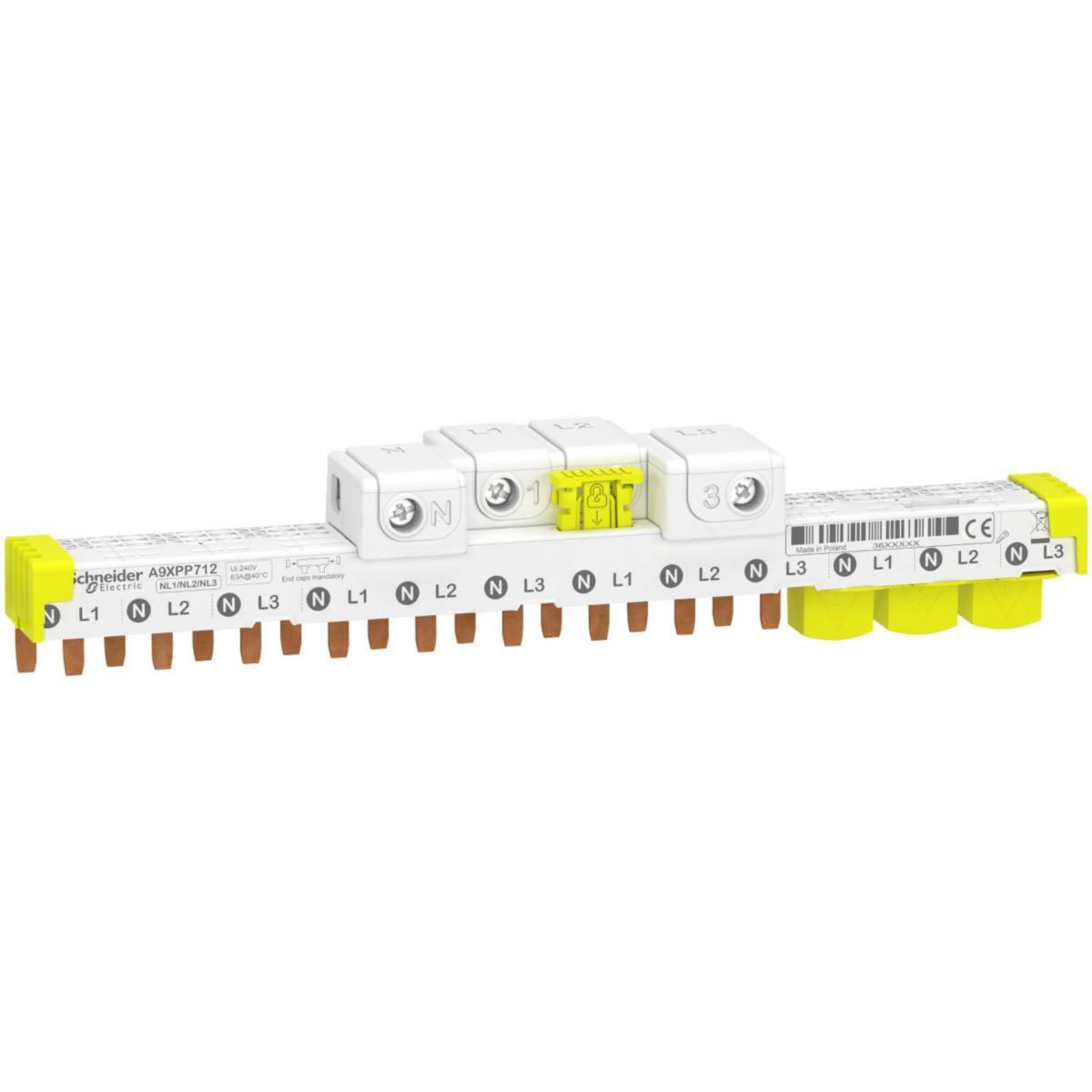 Samleskinne Acti9 iC40 - Samlesk 3PN 12m iC40 m.klemmer