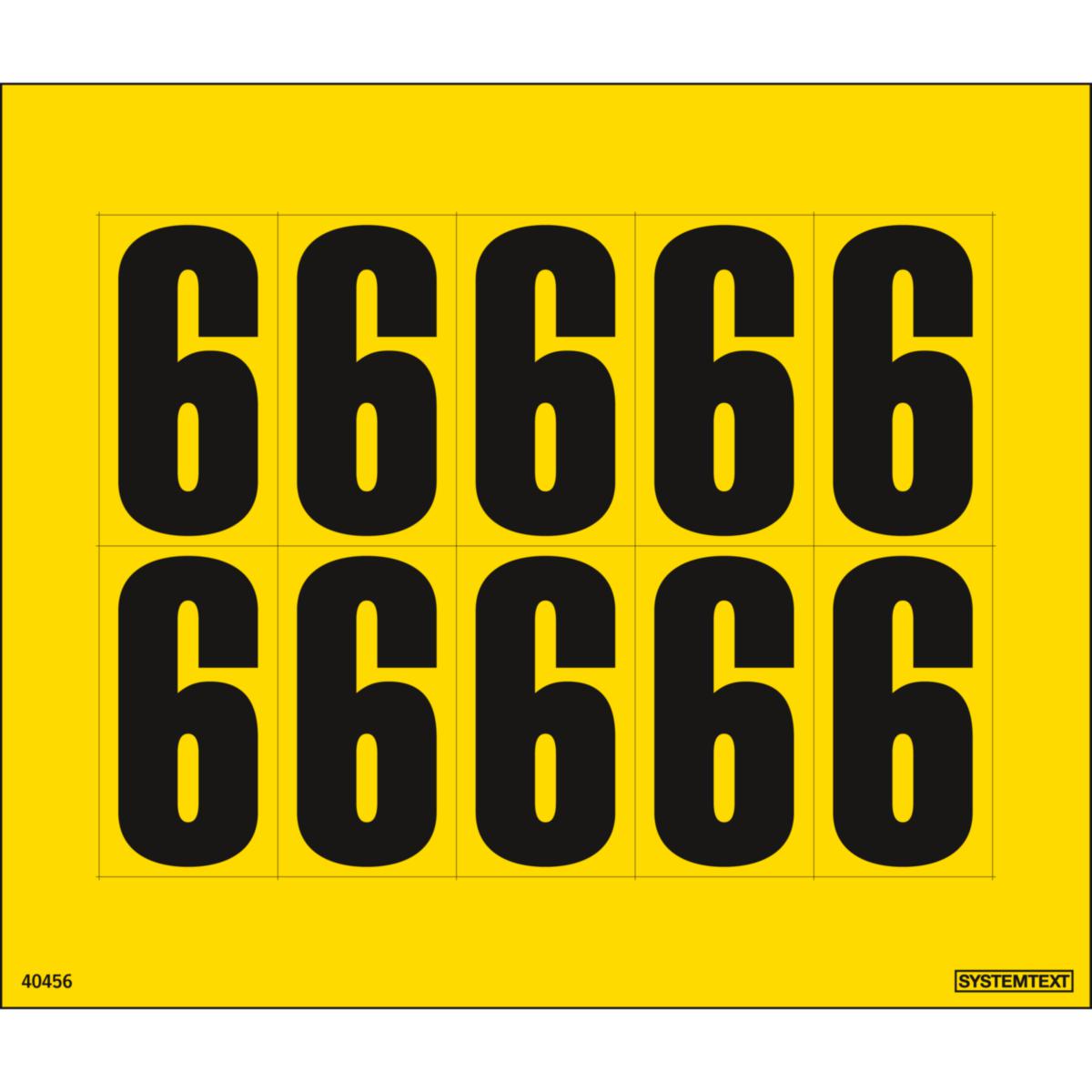 Dekal Systemtext Tallmerking nummer "6" 10 stk/ark - Tall merking 45mm Nummer 6 Systemtext 165x140 mm 10st/ark
