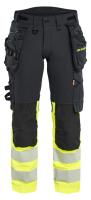Håndverksbukse dame Blåkläder 7025 HiVis kl.1 sva/gu str C40