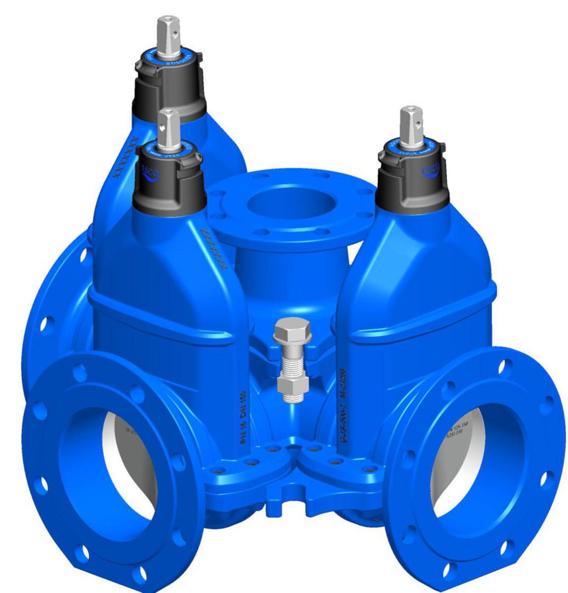 Combi T-rør Aquosus AQ-T 740-211 u/serviceventiler, venstre - DN100 ventil-T Aquosus 742-211 Venstre u/serv.vent. PN10/16