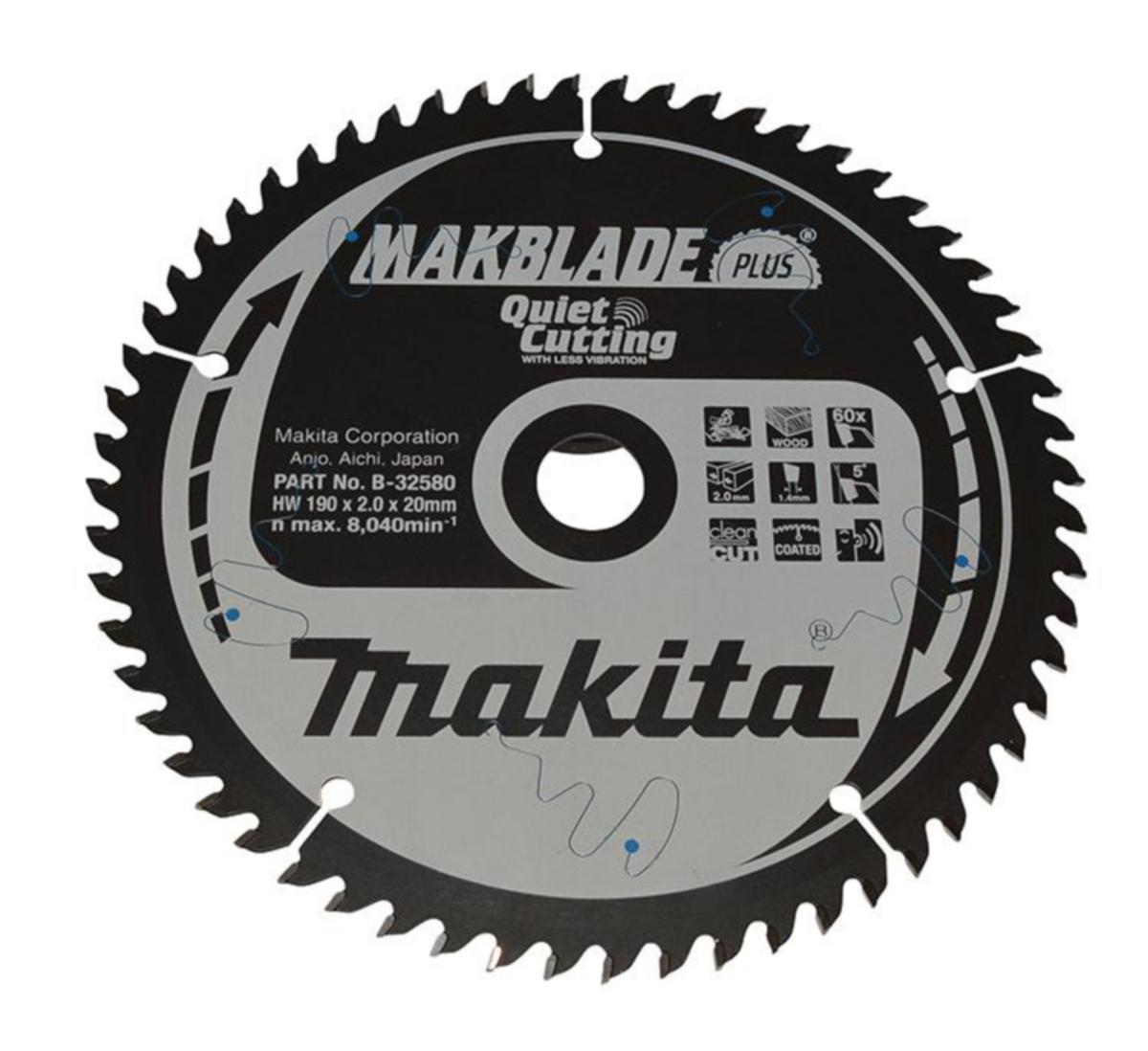 Sirkelsagblad Makita makblade TCT tre - Sirkelsagblad makblade TCT tre Makita Ø190x20x2.0mm 60T