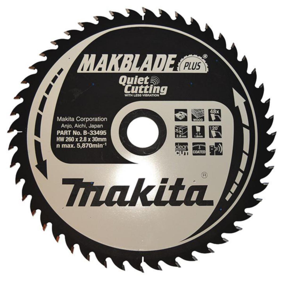 Sirkelsagblad Makita makblade TCT tre - Sirkelsagblad makblade TCT tre Makita Ø260x30x2.8mm 48T