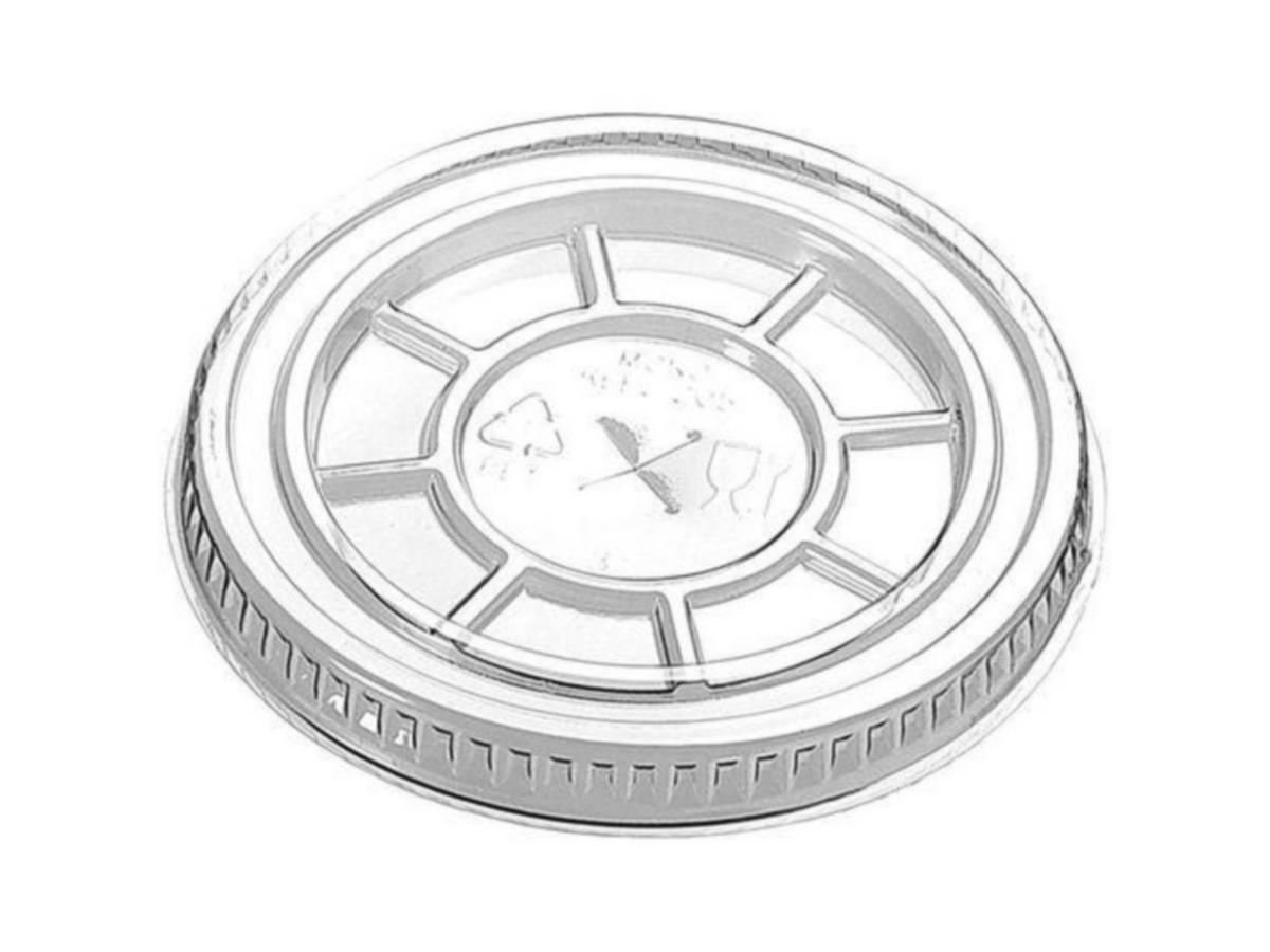 Lokk Coveris - Lokk flat m/hull Ø95mm Pet Coveris 50pk 114806