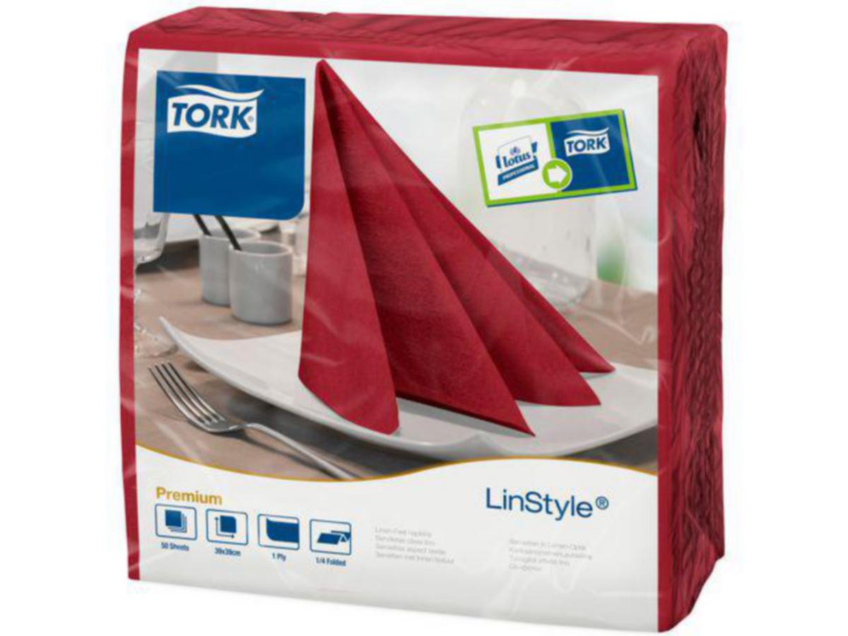 Serviett Tork Linstyle 39cm - Serviett Linstyle 39cm Tork Burgunder 50pk