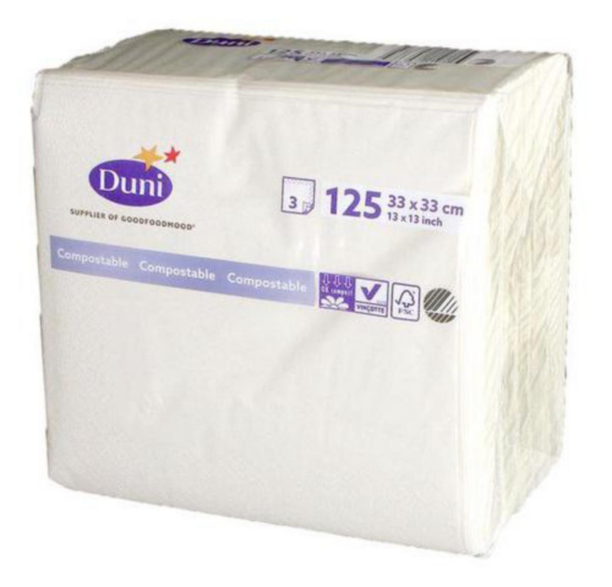 Serviett Duni 3-lag 33cm - Serviett 3-lag 33cm Duni Hvit 125pk