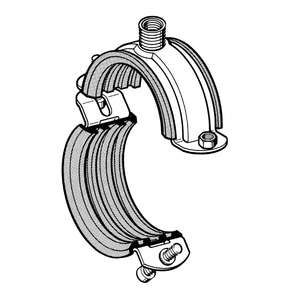 Skruklammer Stabil D-3G m/demp ELZ Kruge, 2 skruer - 53 - 58 mm Stabil D-3G skrukl. m/demp. DIN4102. ELZ