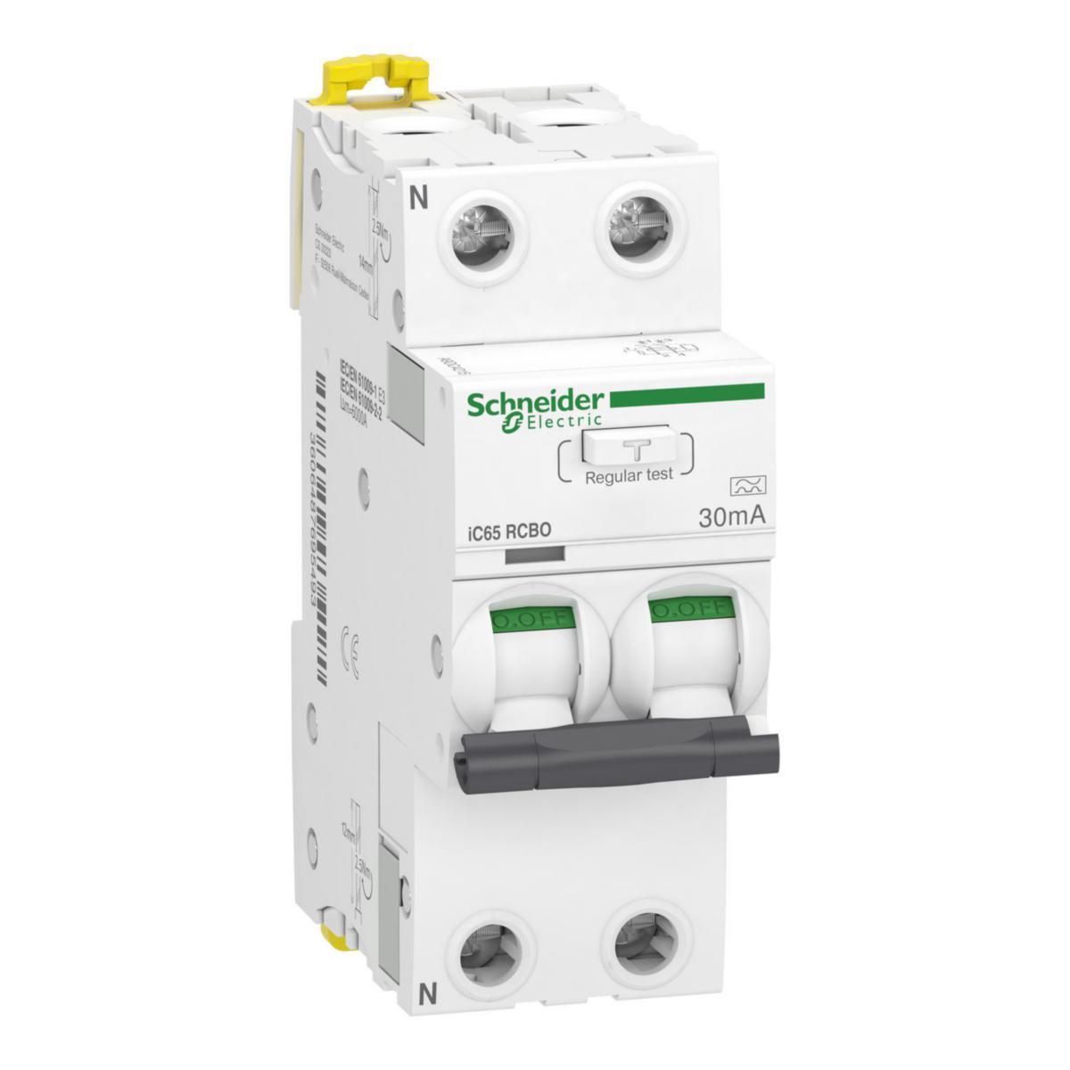 Jordfeilautomat Acti9 iC65 RCBO 2P C - Acti9 iC65 RCBO 2P C 15A 30mA,