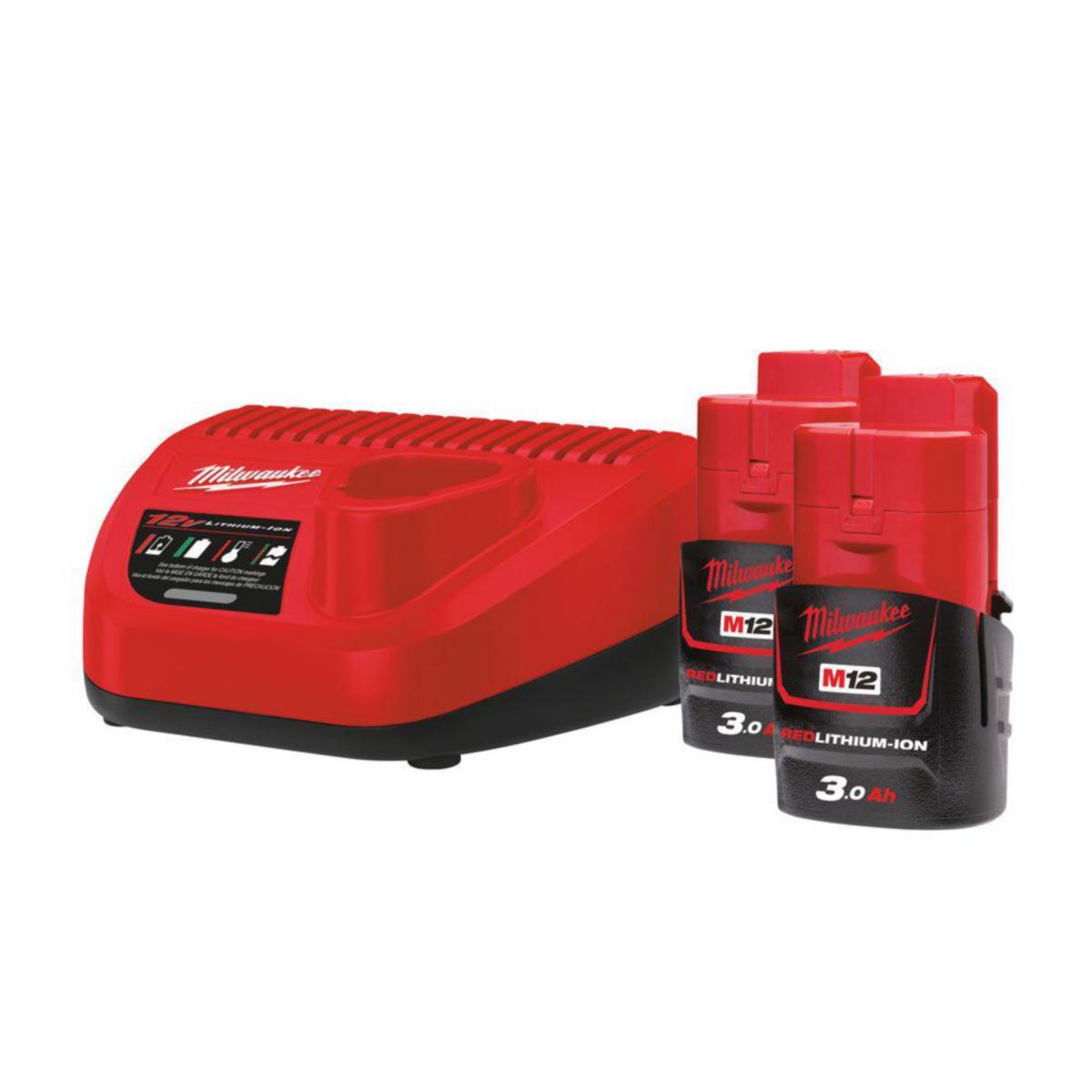 Batterisett Milwaukee M12 NRG-302 12V 2x3.0Ah - Batterisett M12 NRG-302 Milwaukee 12V 2x3Ah