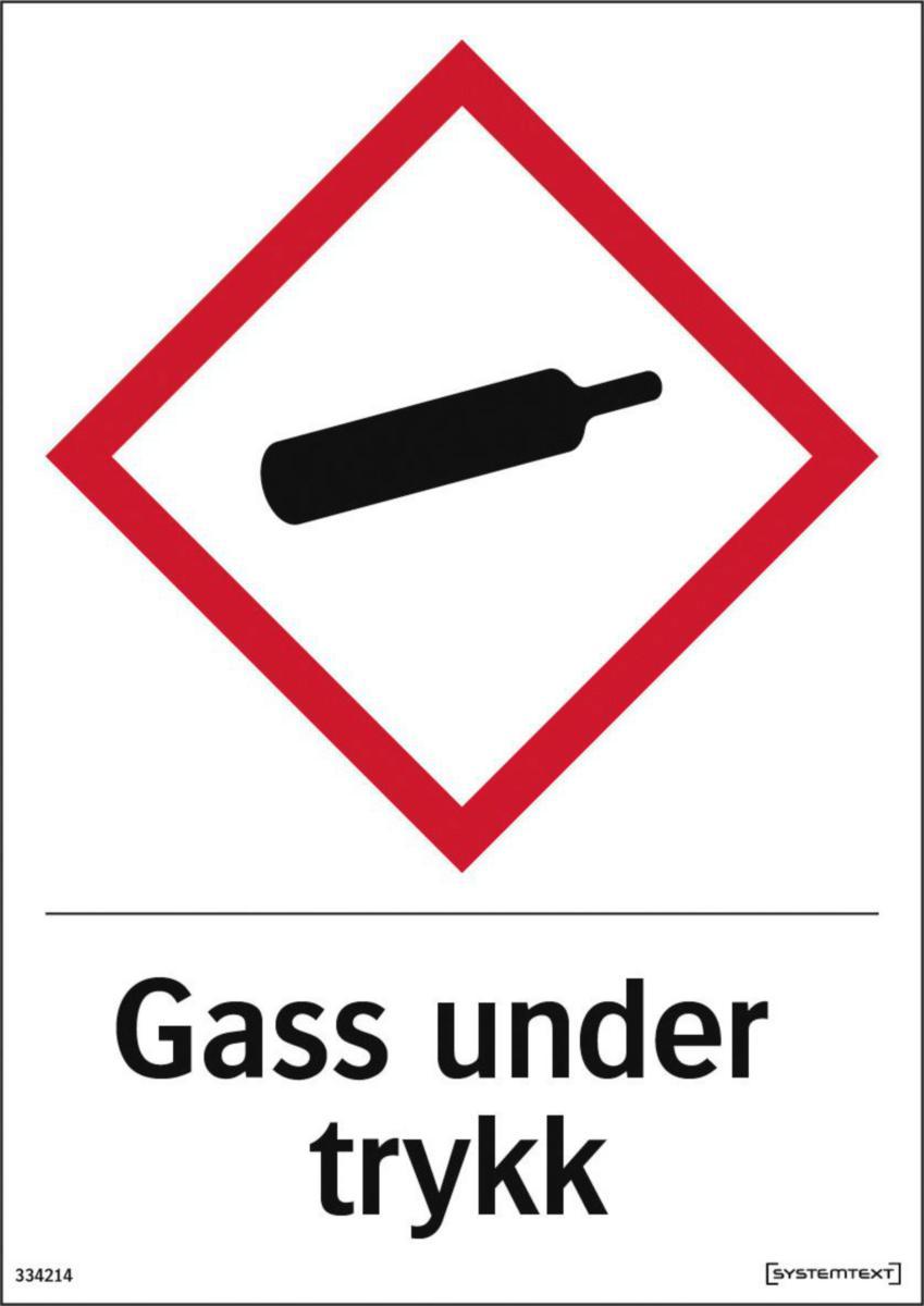 Skilt Systemtext "Gass under trykk" - Skilt Gass under trykk Systemtext 210x297mm HP