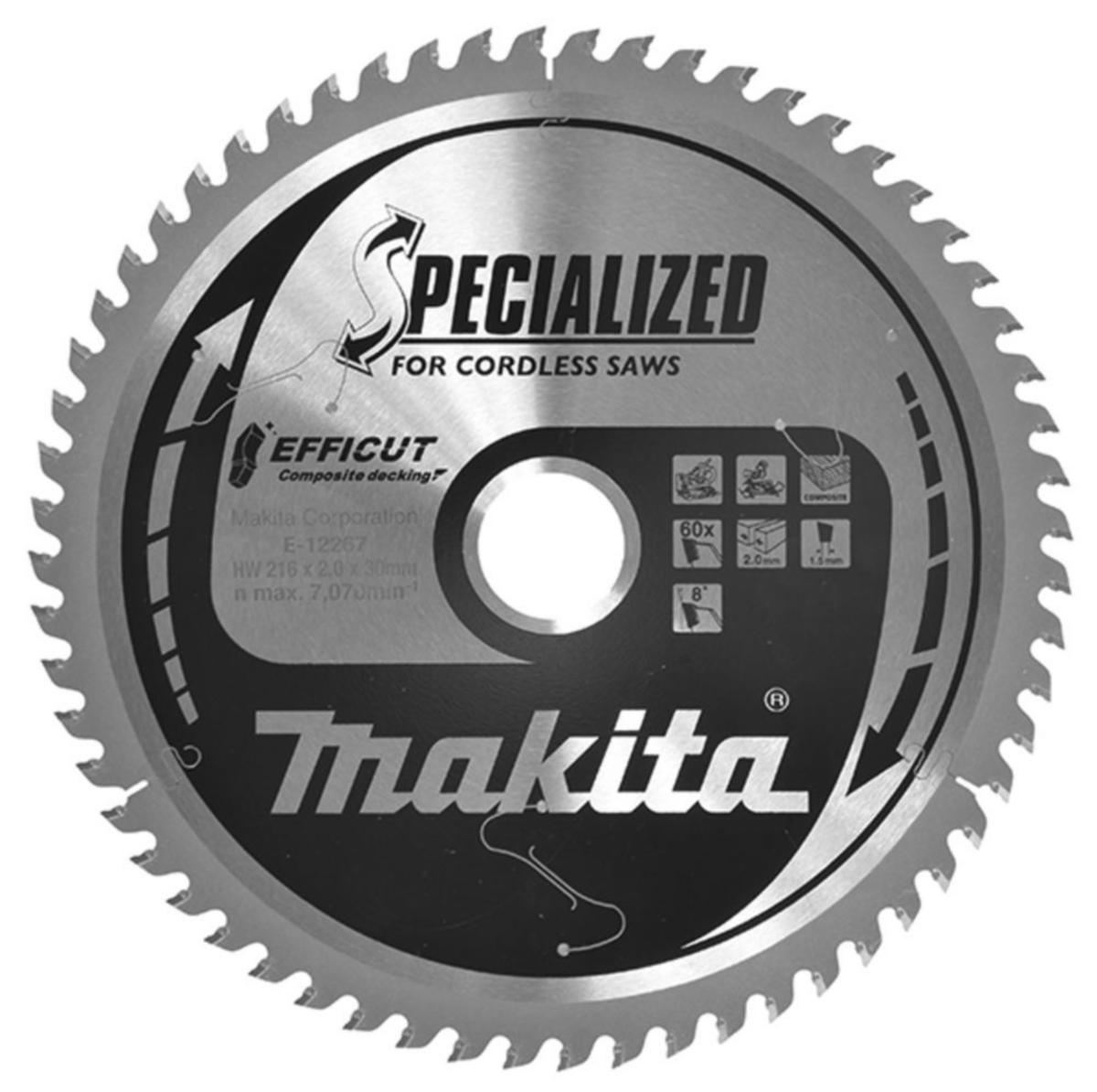 Sirkelsagblad efficut TCT komp Makita - Sirkelsagblad efficut TCT komp Makita Ø216x30x2.0mm 60T