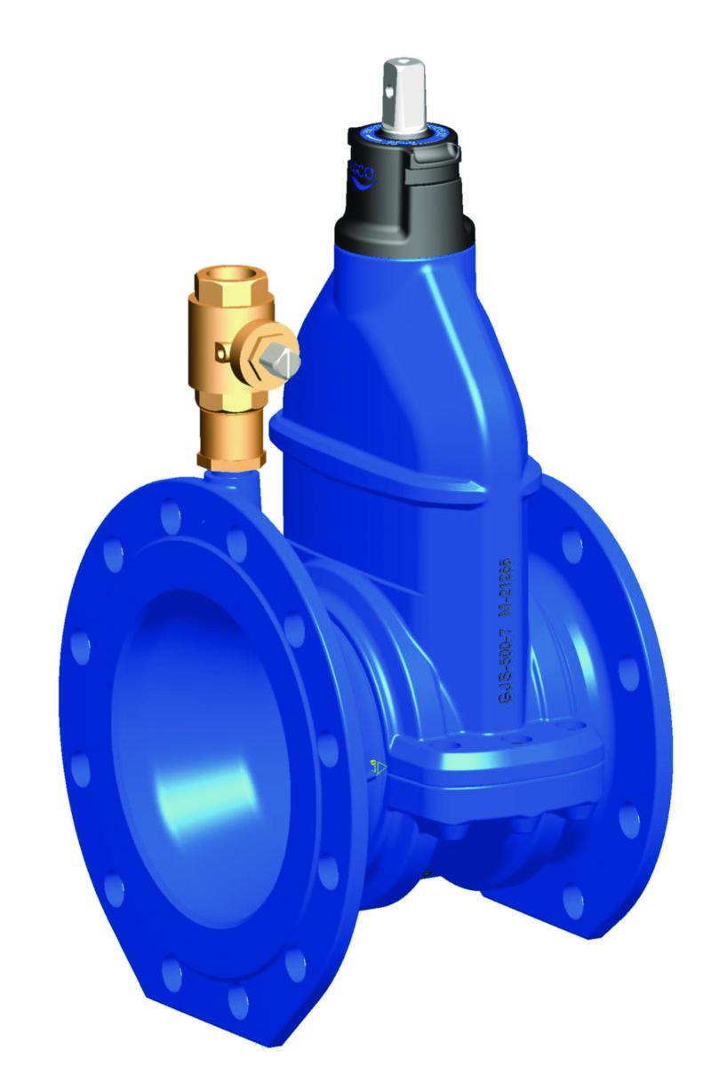Sluseventil AQ-701-111-4 m/økning og serviceventil Aquosus - DN 80x100 Aquosus sluseventil AQ1 HL m/serv.ventil. Økning