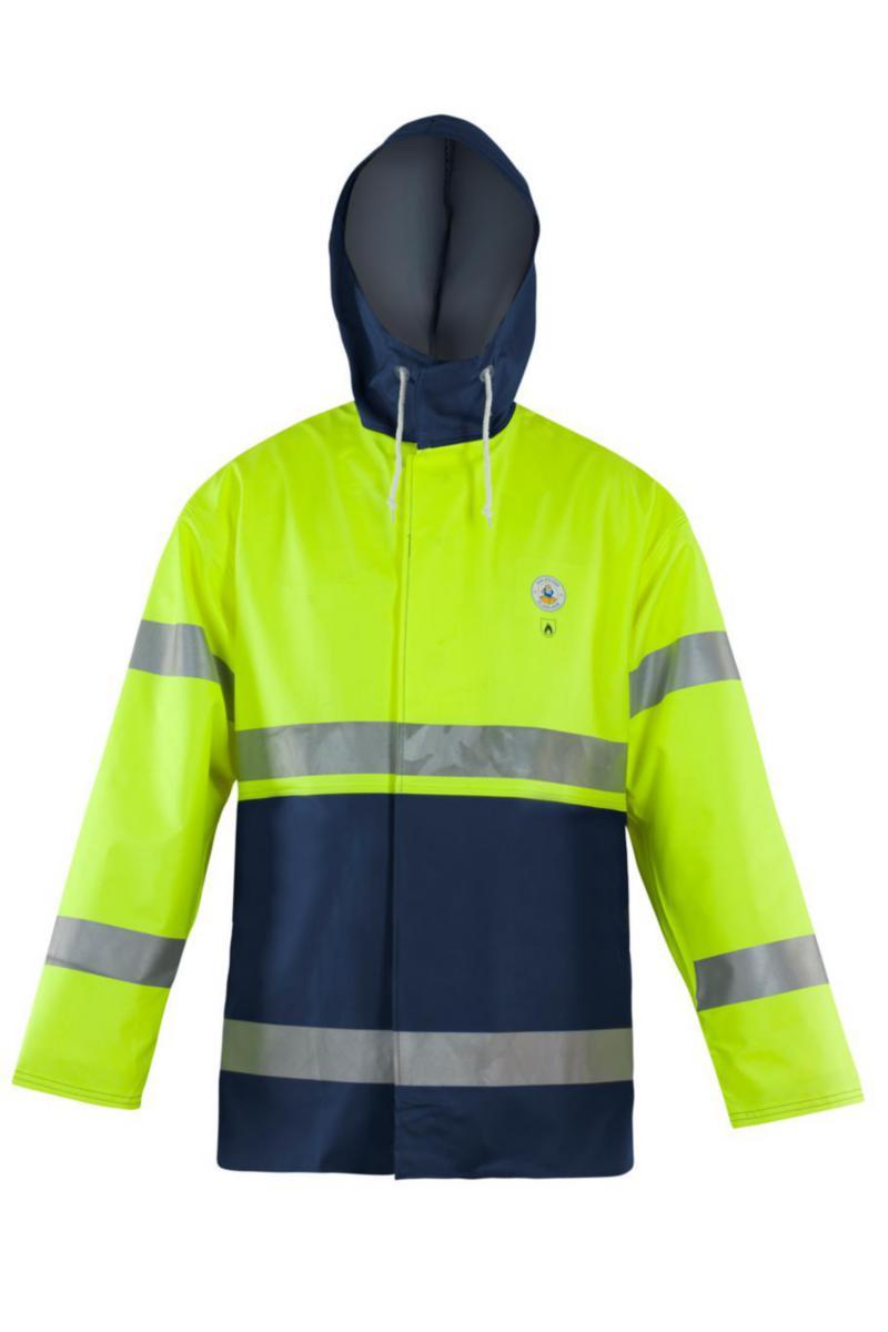 Regnjakke Strakofa Aksla Multinorm kl.2 - Regnjakke AAPW Aksla HiVis kl.2 gul/marine str M
