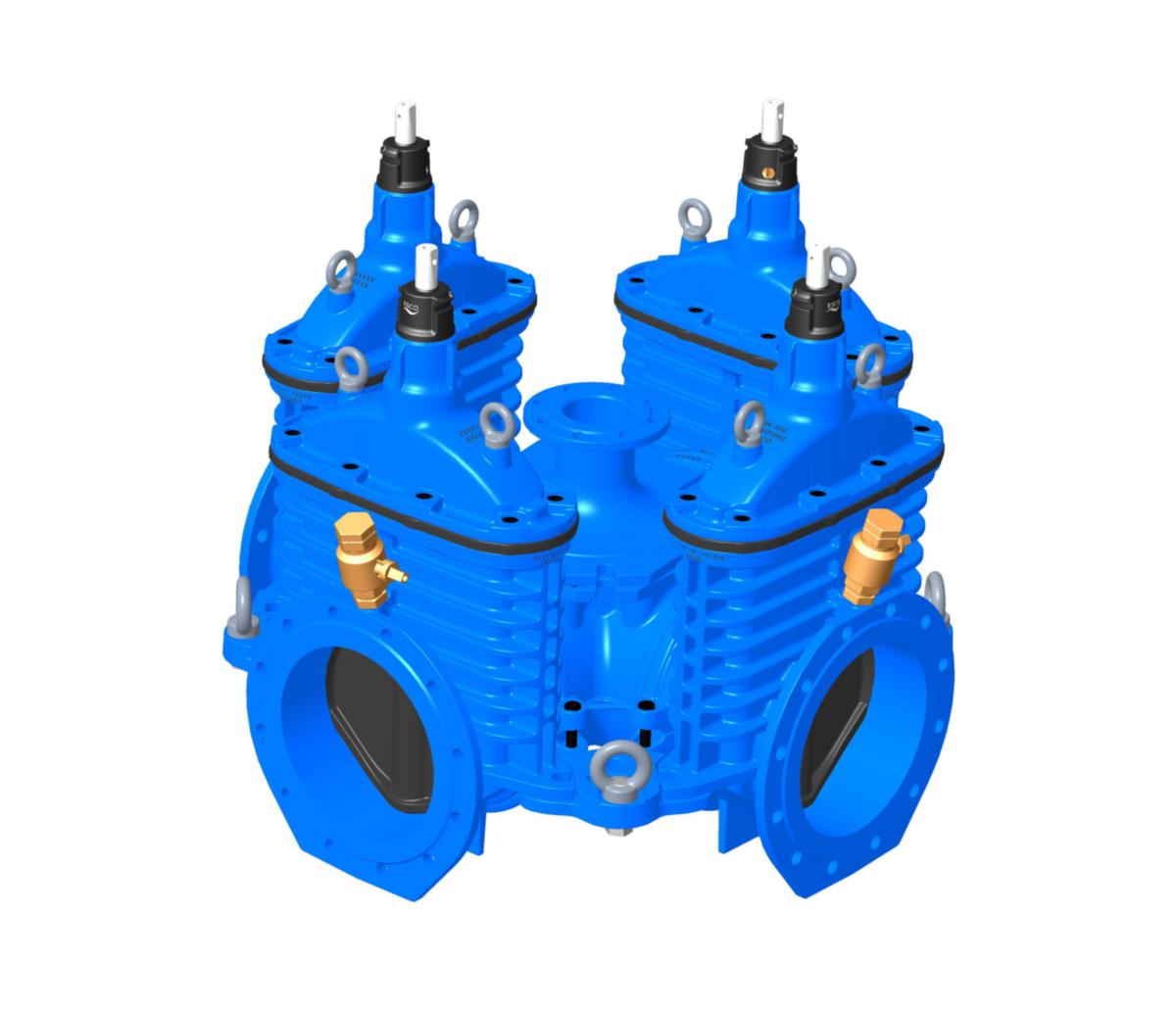 Combi kryss FLEX m/4 ventiler, m/serviceventil, 316 spindel, Ulefos - DN300 Flex ventil-X HL PN10 m/serv.ventil og 316 spindel