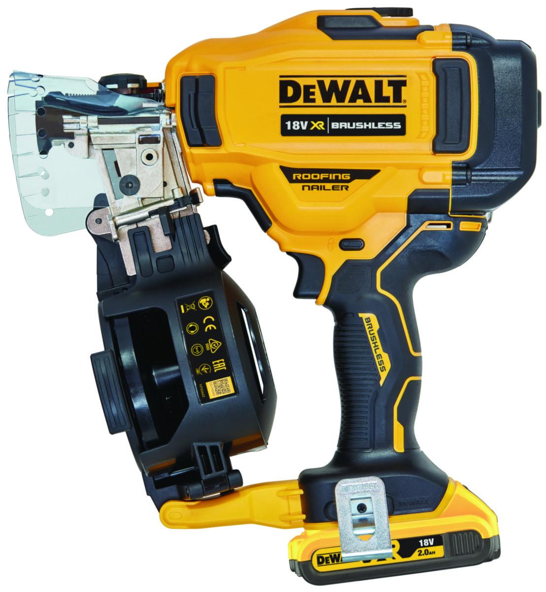 Spikerpistol DeWalt DCN45RND2-QW - Takpappspikerpistol 18V DeWalt DCN45RND2 2x2.0Ah