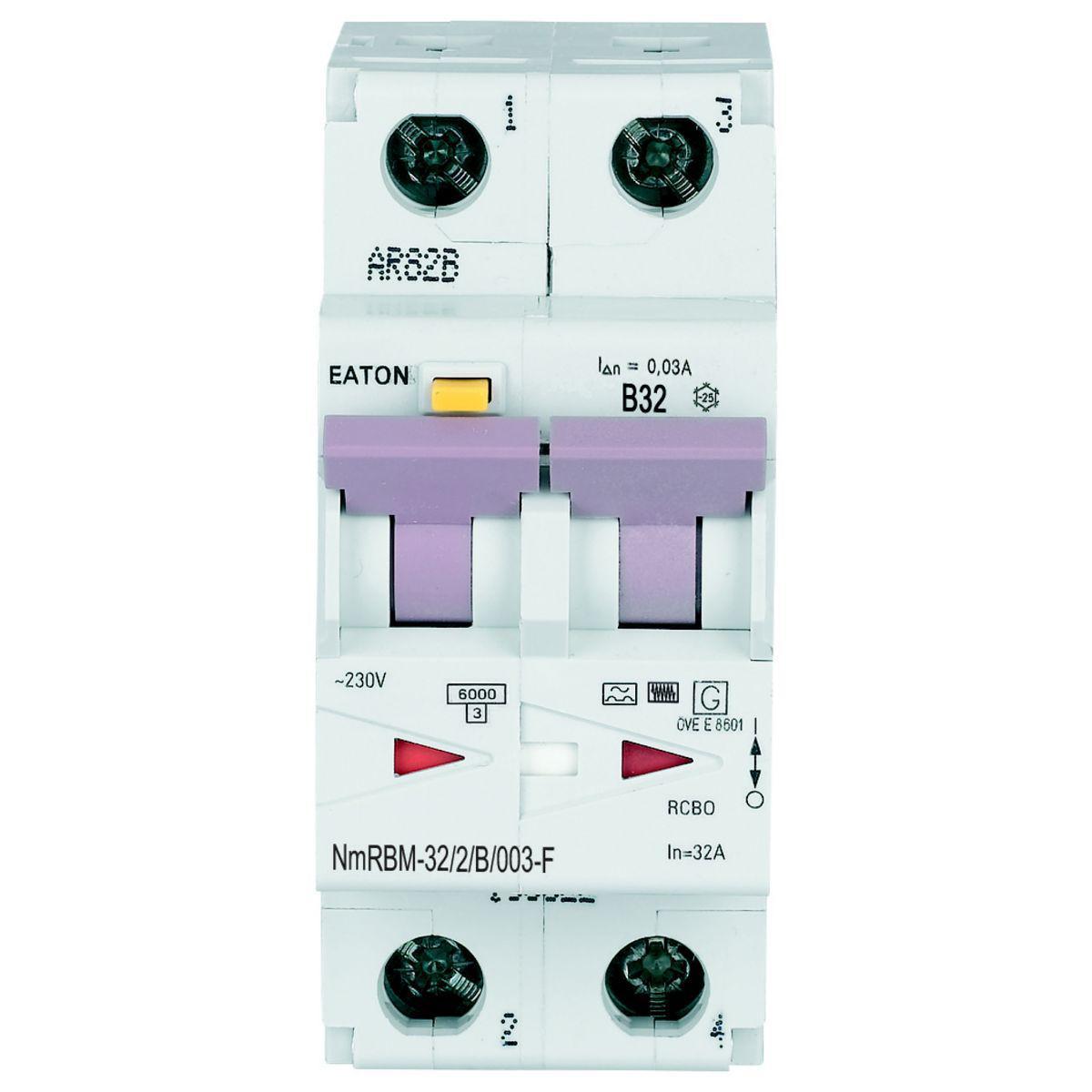 Jordfeilautomat Type F 2P NmRB6 Karakteristikk B - Jordfeilautomat 32A B Type-F NmRB6-32/2/B/003-F