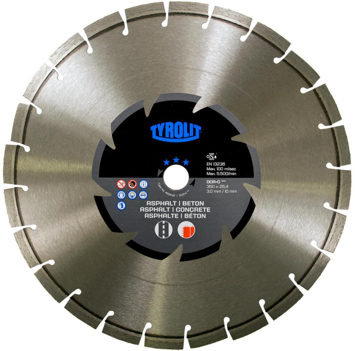 Diamantkappeskive Tyrolit Premium*** DCA+C C7SW - Diamantkappeskive Premium DCA Tyrolit Ø350X3X25.4mm uni/bet