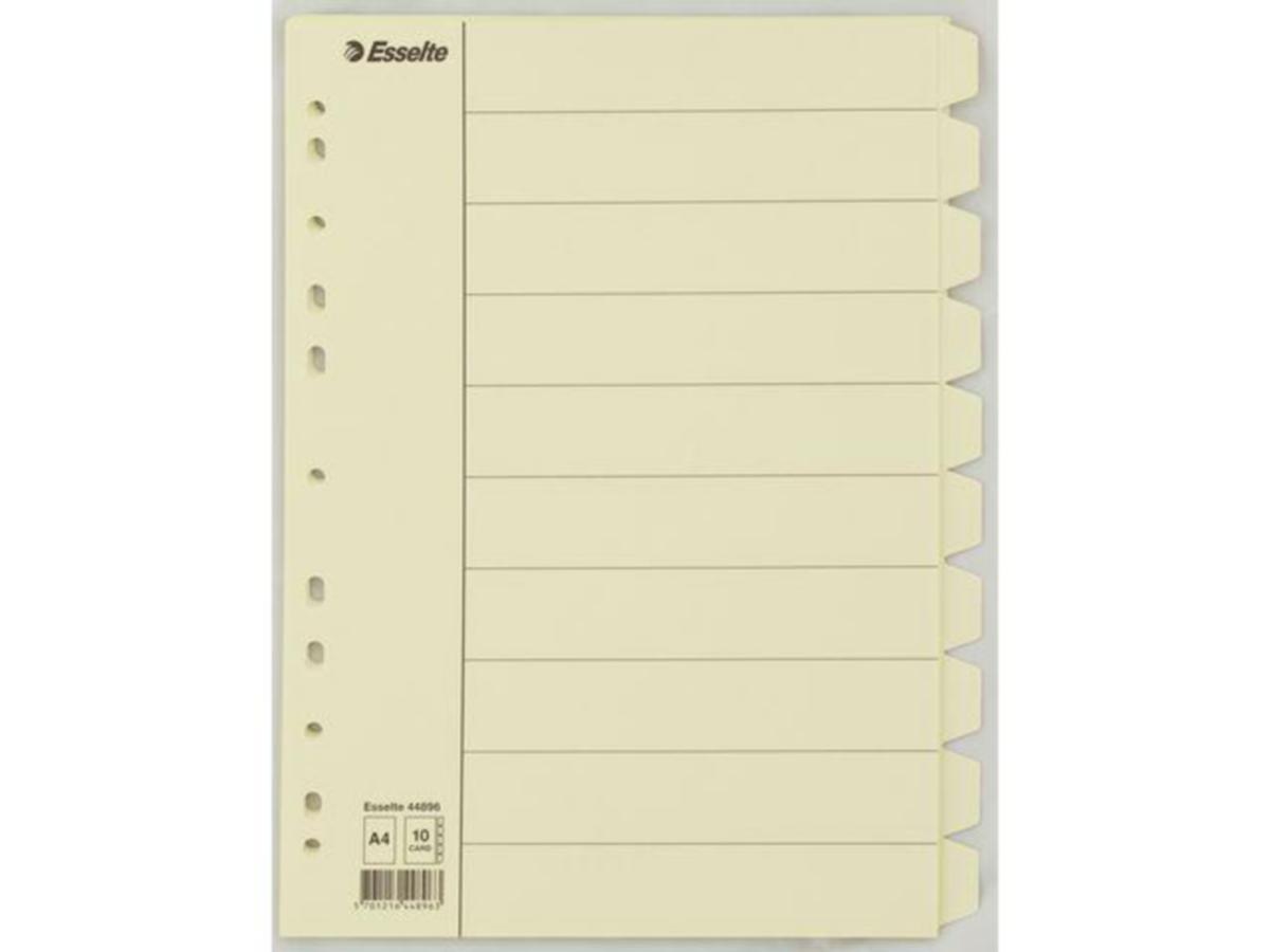 Skilleblad Esselte® - Skilleblad 10-delt Manilla A4 Esselte Forsterket Faner 44896
