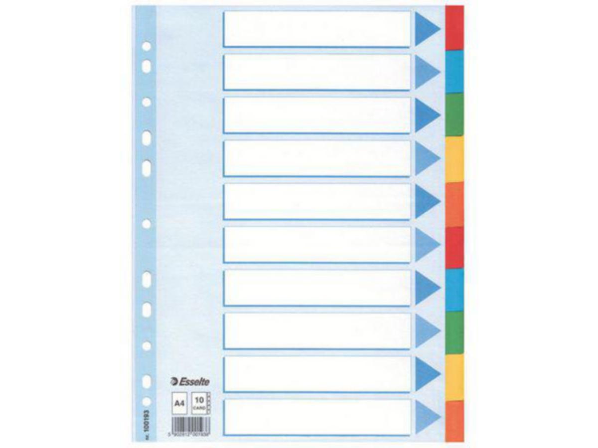 Skilleblad Esselte® - Skilleblad 10-delt Kartong Esselte A4 5-farger 100193