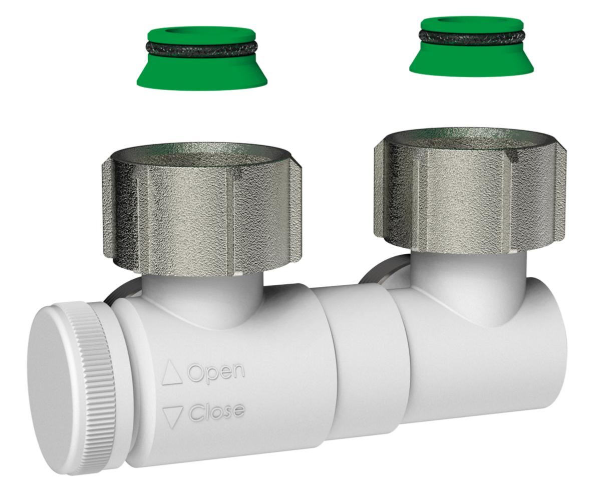 Radiatorventil, H-ventil rettvinklet uten avtapping, Henrad - H-ventil rettvinklet uten avtapping. Henrad