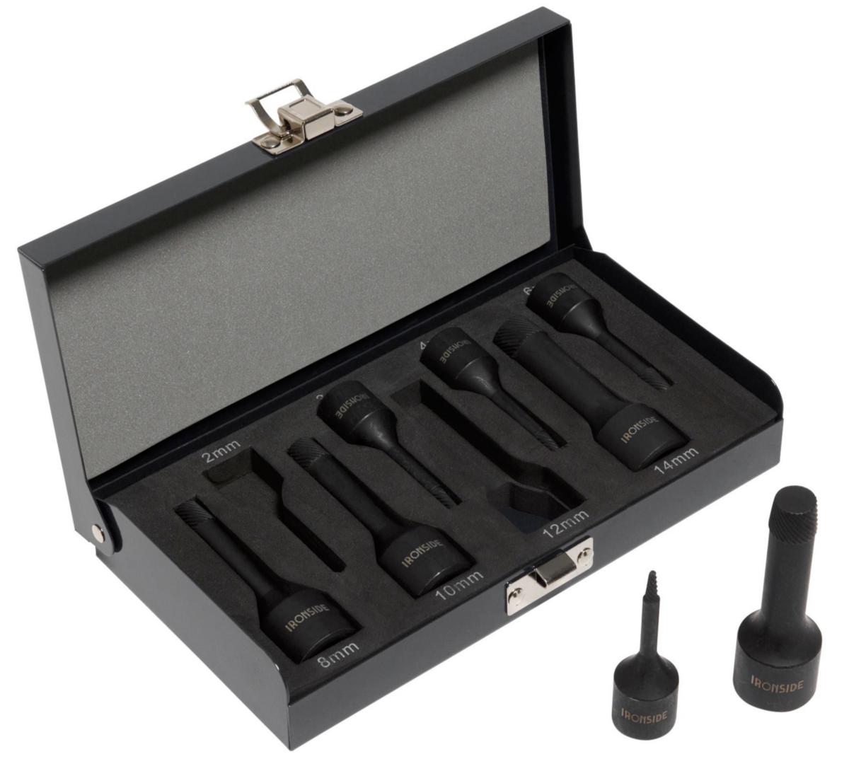 Bolt- og skrueuttrekkersett 3/8", 1/2" Innvendig, 8 deler Ironside - Bolt/skrueuttrekkersett Impact Ironside innv. 8 deler 116007