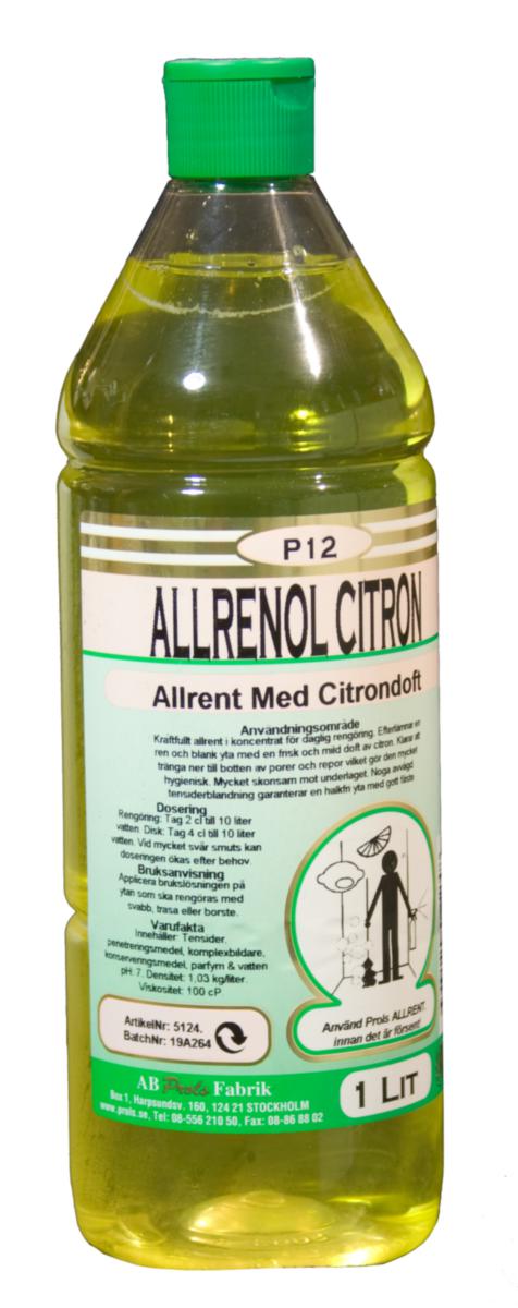 Allrent Prol Citron/Äpple - Rengjøring P12 Allrenol Prol Citron 1L