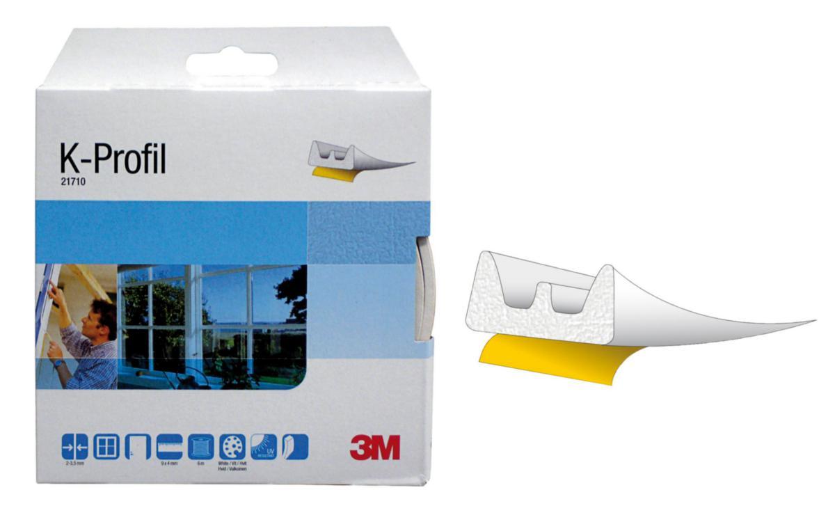 Tetningslist 3M K-Profil - Tetningslist K-profil EPDM 3M 21710 4mmX9mmX6m hvit