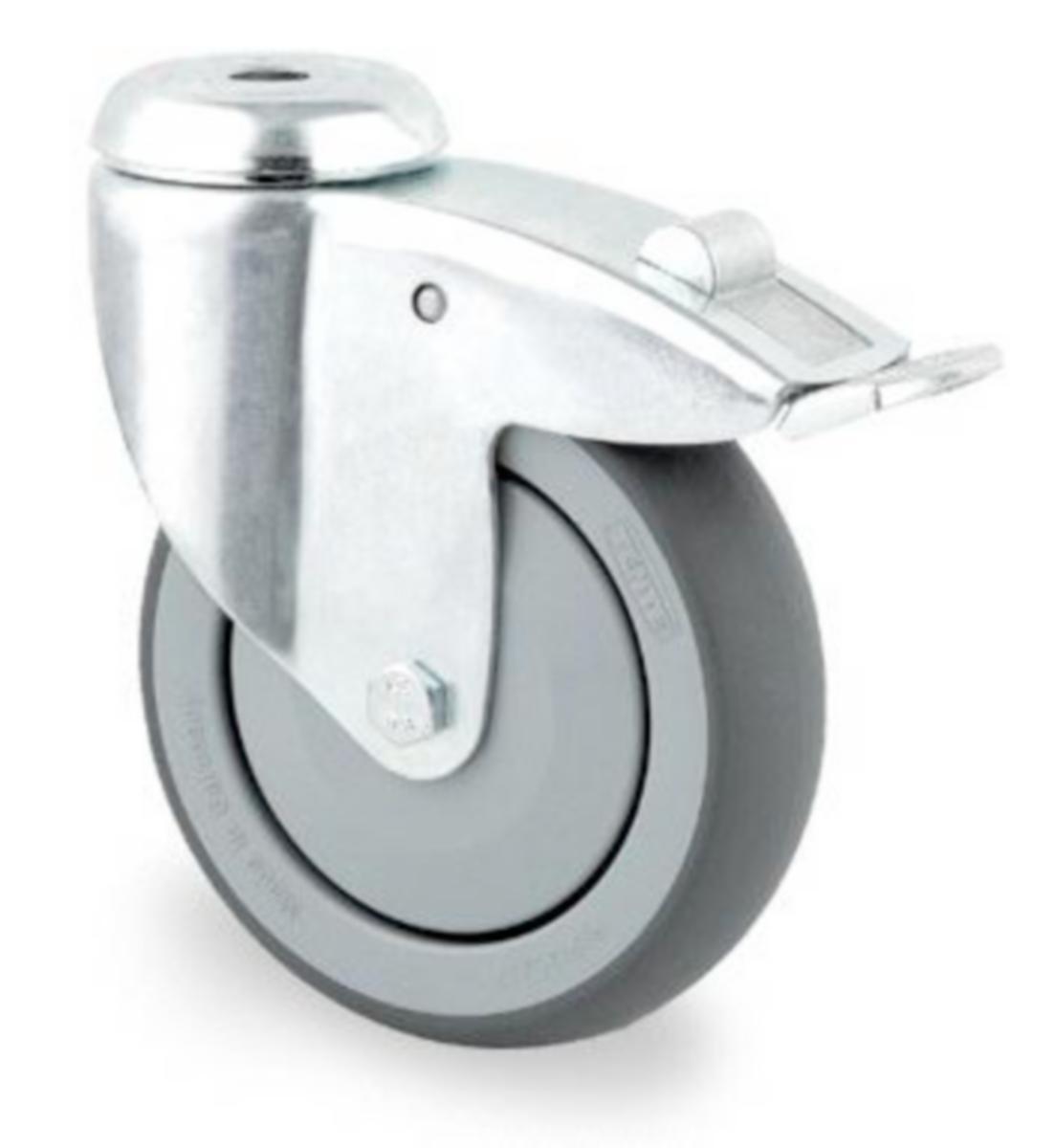 Svinghjul Tente med brems kulelagret - Svinghjul termogummi brems Tente Ø125mm 2477PJP125P30