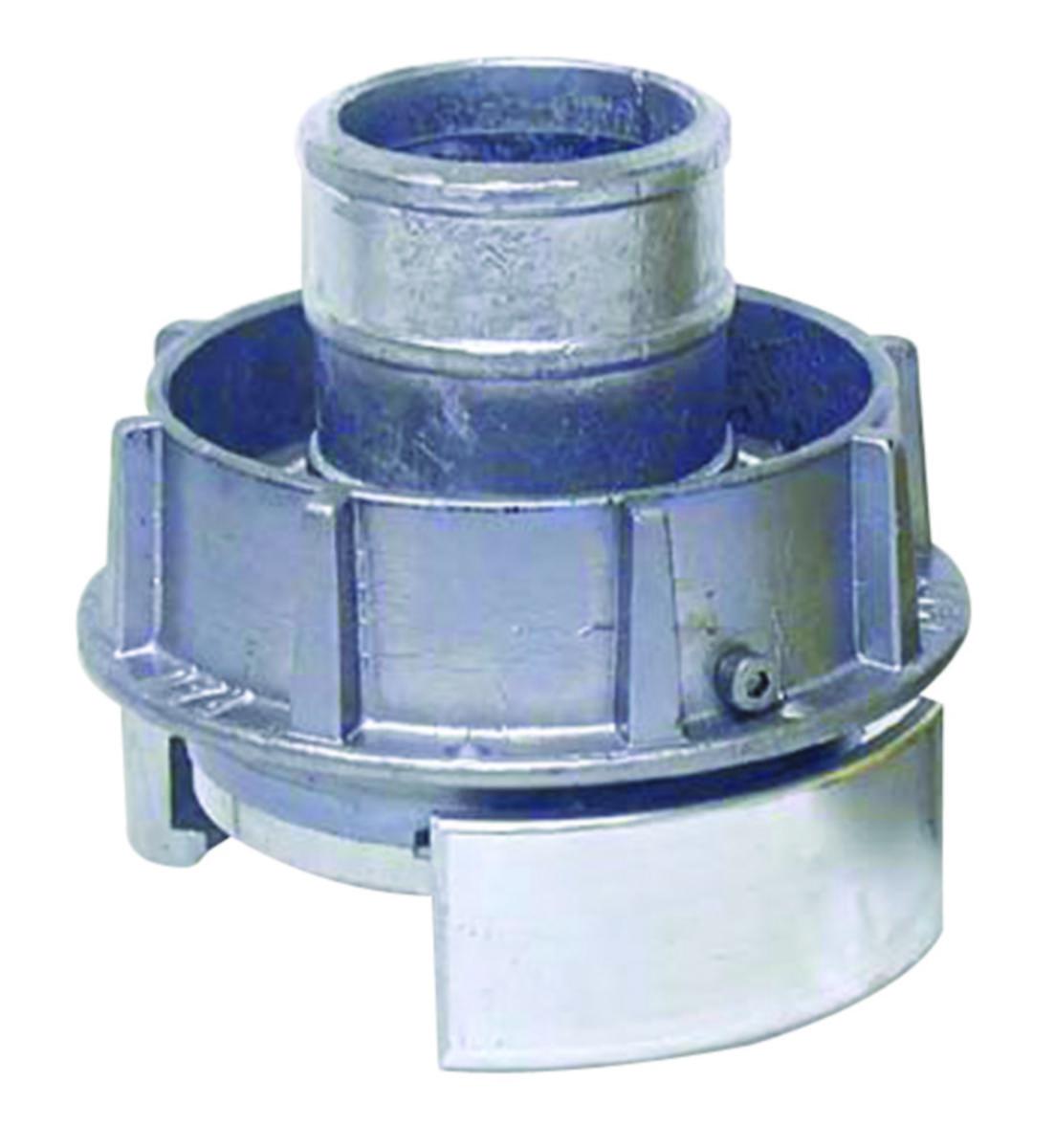 Nor-kobling lettmetall med slangehals - 1 1/2" Nor-Kupl. Aluminium m/slange hals. lås nr. 1