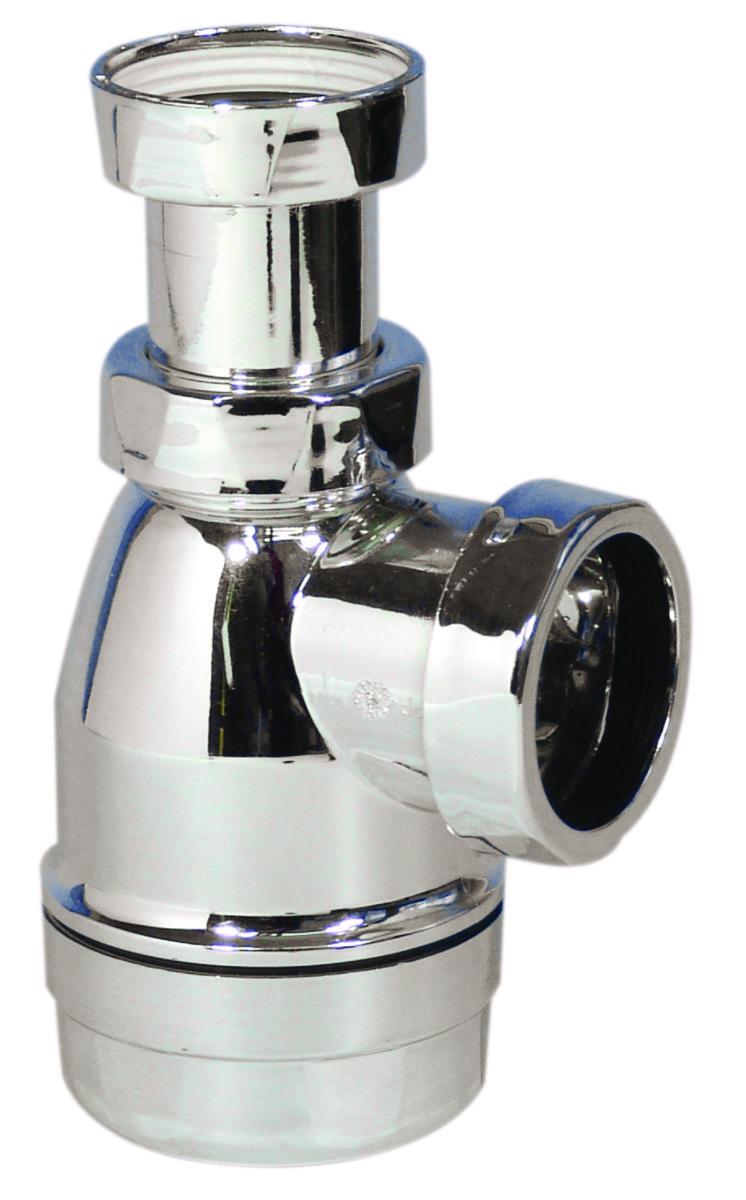 Flaskevannlås kombi, krom, Purus - 1 1/4" x 32 mm flaskevannlås krom