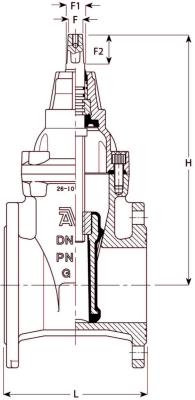 DN 450 AVK sluseventil PN10 venstre m/flenser. 06/30-0045