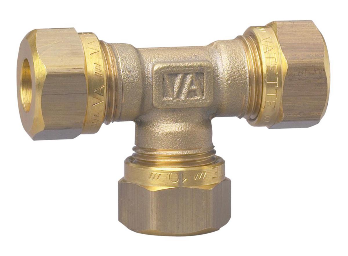 Kobberrørs-T-rør vatette - Kobberrørs-T-rør 22mm Vatette