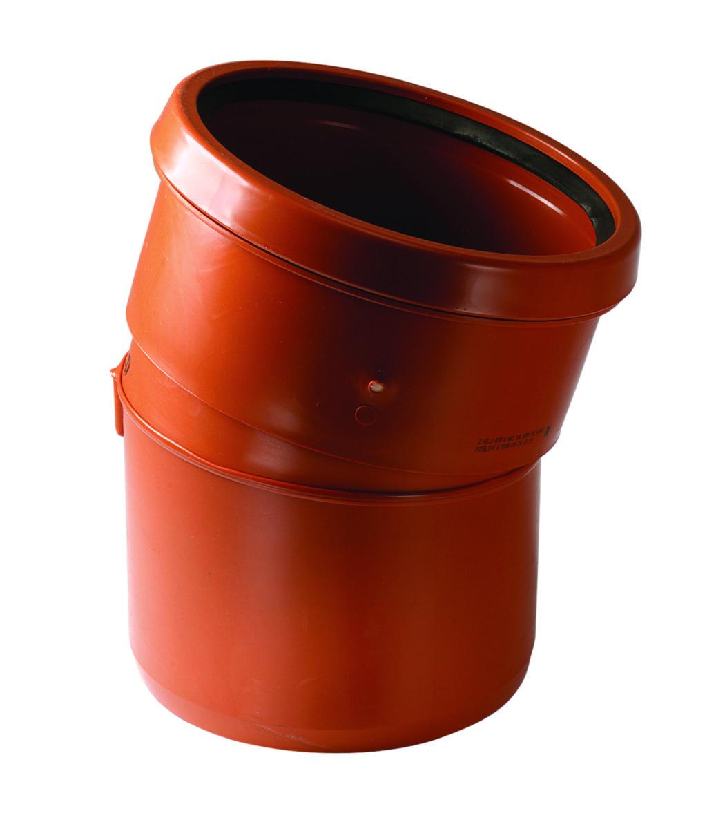 Bend 15°, rødbrun PVC, Uponor - 315 mm x 15° PVC bend rødbrun